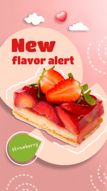 New Flavor Strawberry Cake Display Ecommerce Story预览效果