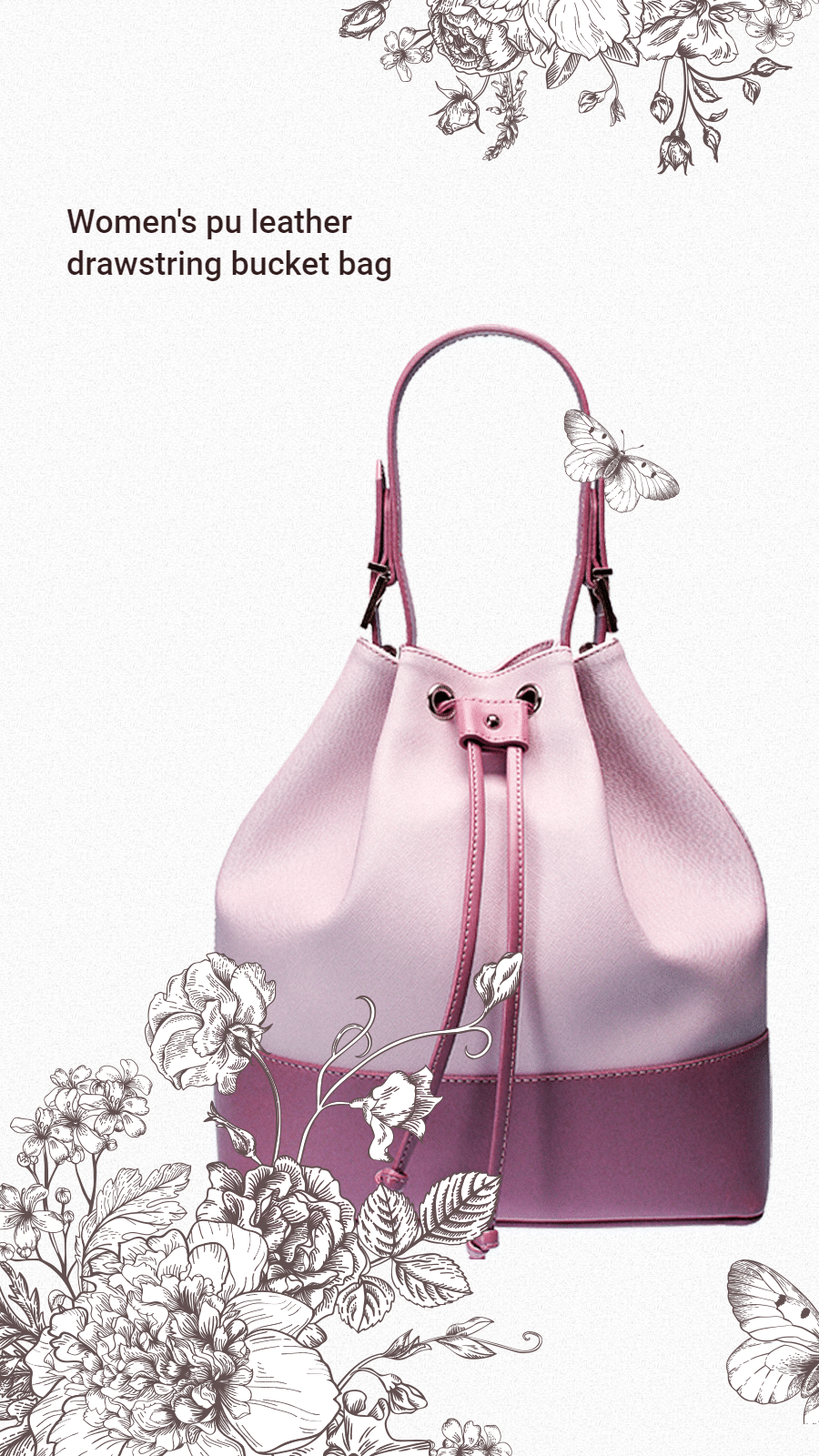 Minimal Floral Print Pink Women's Handbag Purse Ecommerce Story预览效果