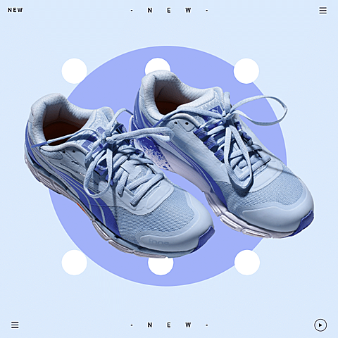 Dots Background Blue Shoes Photo Clothing Bags Sport Brand Promotion Fashion Simple Style Poster Ecommerce Product