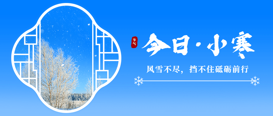 小寒节气祝福冬日冰霜雪花公众号首图