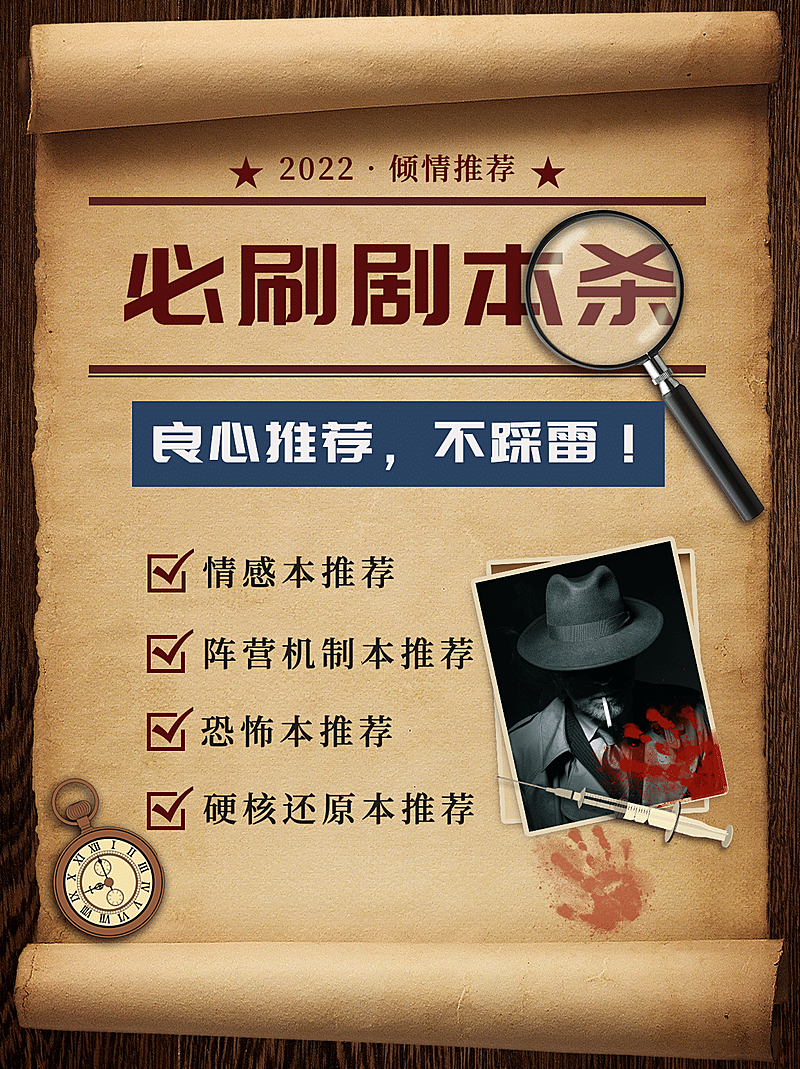 复古侦探推理小红书封面配图