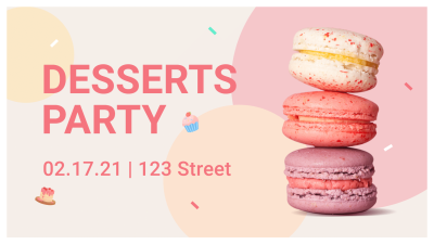 Desserts Party Template Fashion Simple Style Poster Facebook Event Cover