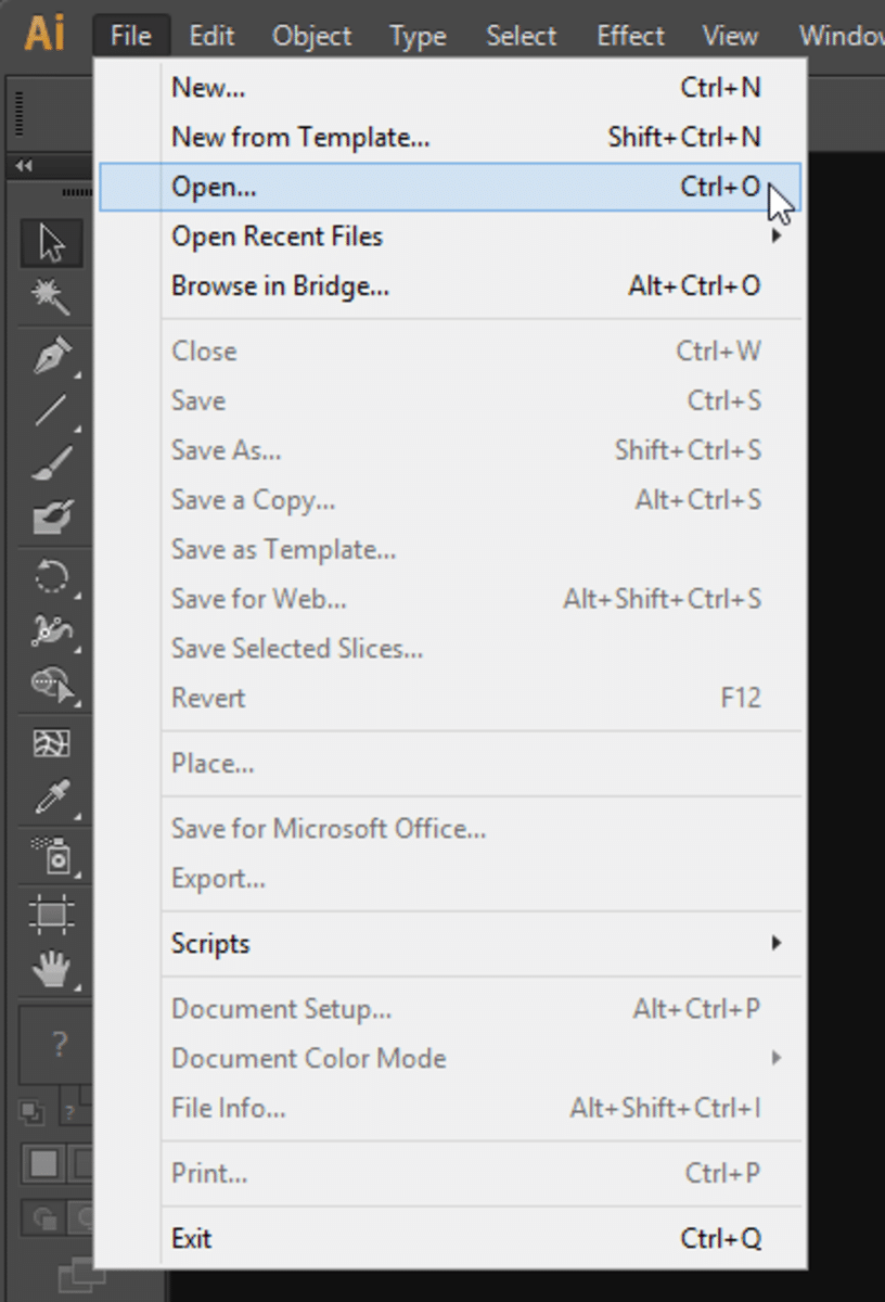 choose "open" to upload an file