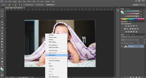open the new layer in photoshop