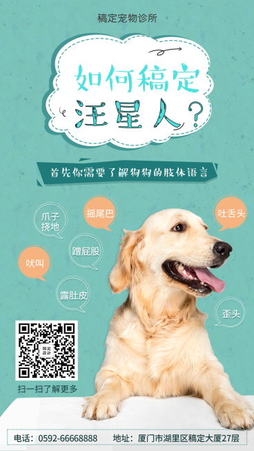 宠物狗狗可爱清新知识科普手机海报预览效果