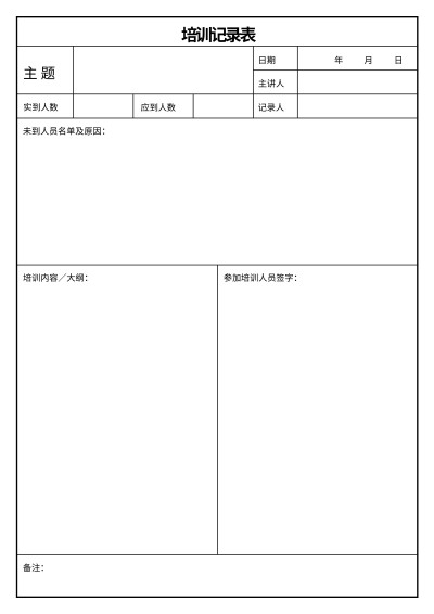 培训记录表