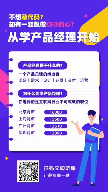 产品经理课程/招生/手机海报预览效果
