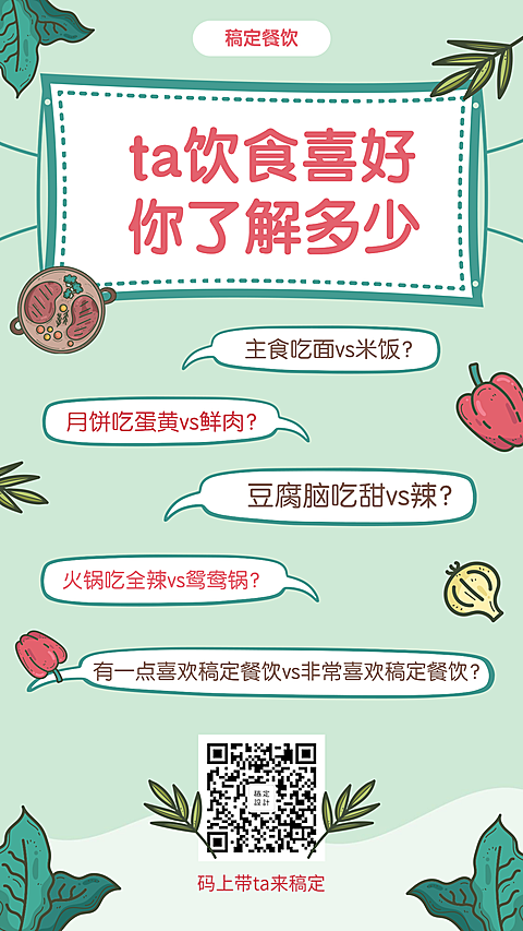餐饮美食创意对话卡通手机海报