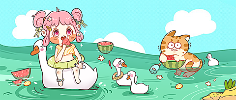 夏天/处暑/三伏天/插画/公众号首图