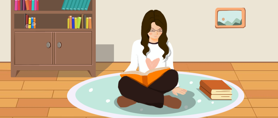 手绘女孩阅读纯插画公众号首图