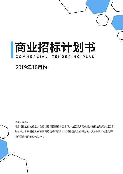蓝色商业招标计划书