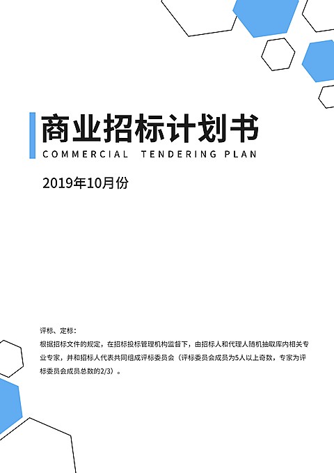 蓝色商业招标计划书
