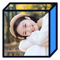 实景女生潮流时尚蓝色立体方框公众号次图预览效果