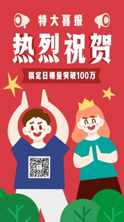 销售喜报周年庆热烈祝贺竖版海报