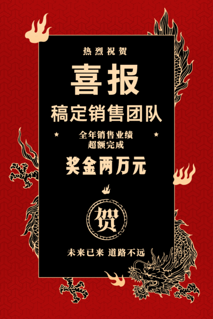 中国风销售喜报动态海报竖图竖版预览效果