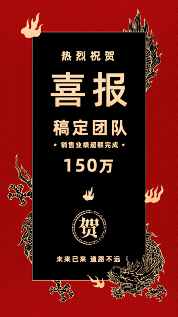 喜报战报通知公告中国风喜庆动态海报预览效果