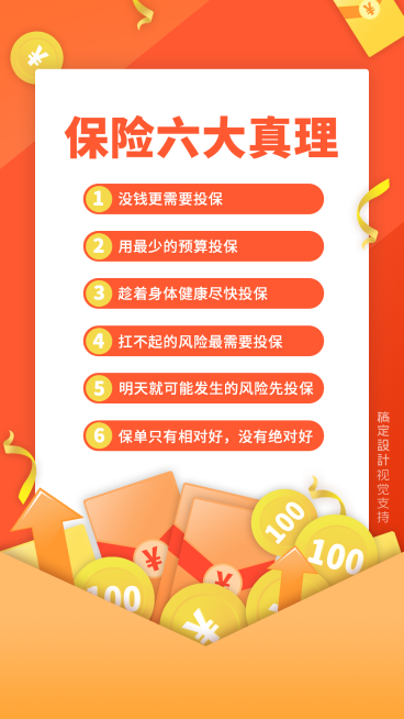 扁平清新保险宣传海报预览效果