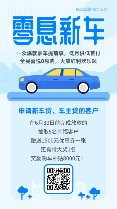 车贷保险卡通清新简约海报