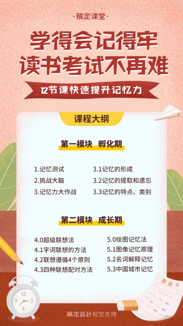 提升记忆力培训课程手机海报预览效果