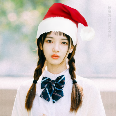 女孩圣诞帽圣诞头像方形海报
