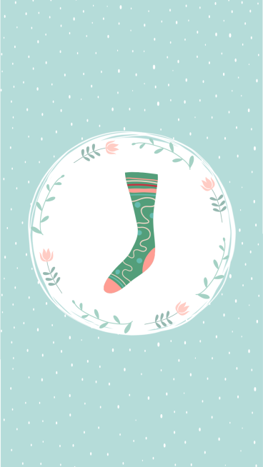 Literary Fresh Style Hand Painted Leaves Circle Frame Stripe Sock Instagram Highlight预览效果