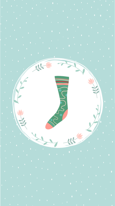 Literary Fresh Style Hand Painted Leaves Circle Frame Stripe Sock Instagram Highlight