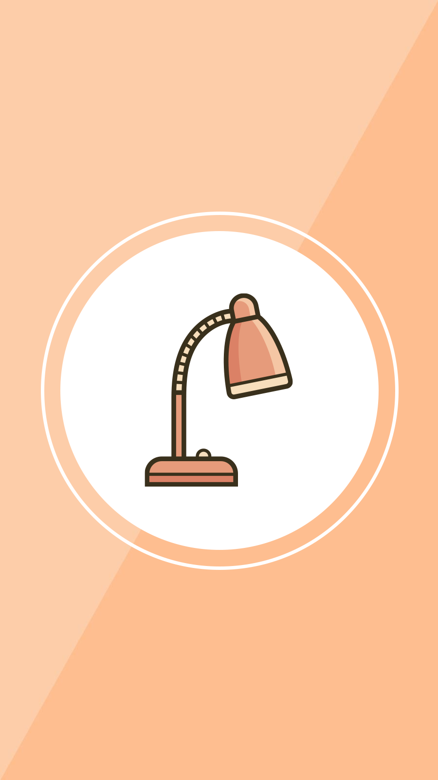 Cartoon Style Orange background White Circular Table Desk Lamp Simple Fashion Style Instagram Highlight