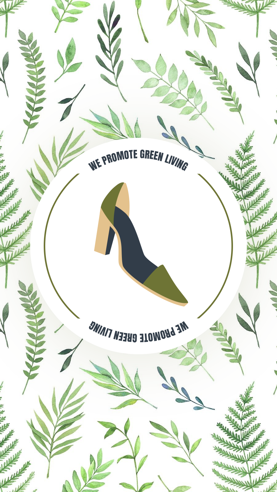 Literary Style Hand Painted Leaves Background Shoe High Heels Instagram Highlight