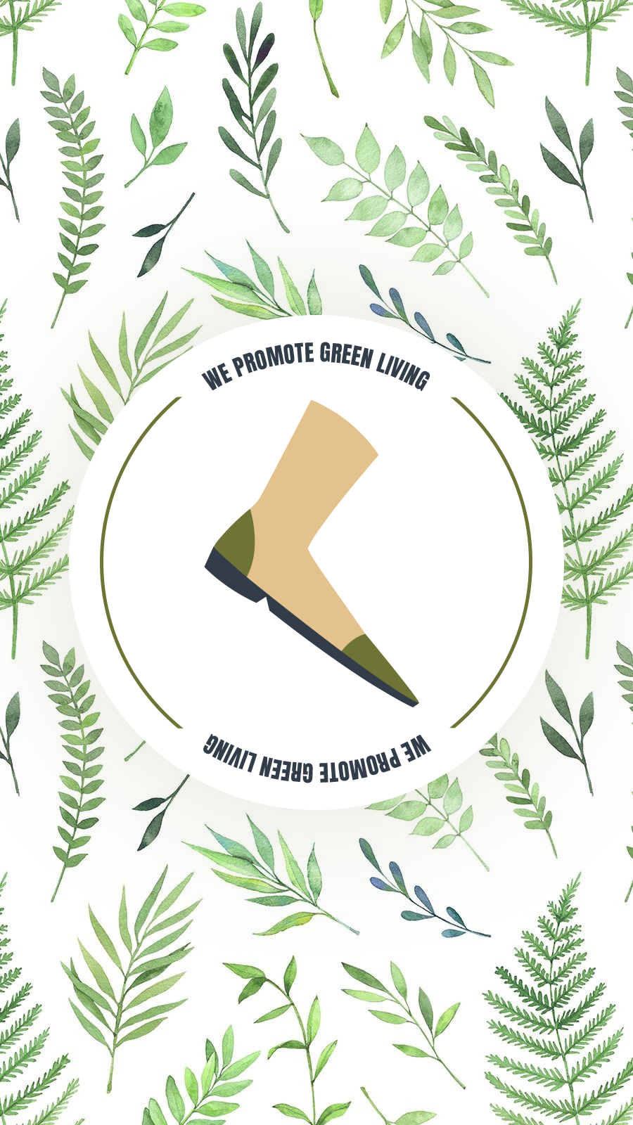 Literary Fashion Style Hand Painted Green Leaves Background Shoe High Shoes Instagram Highlight