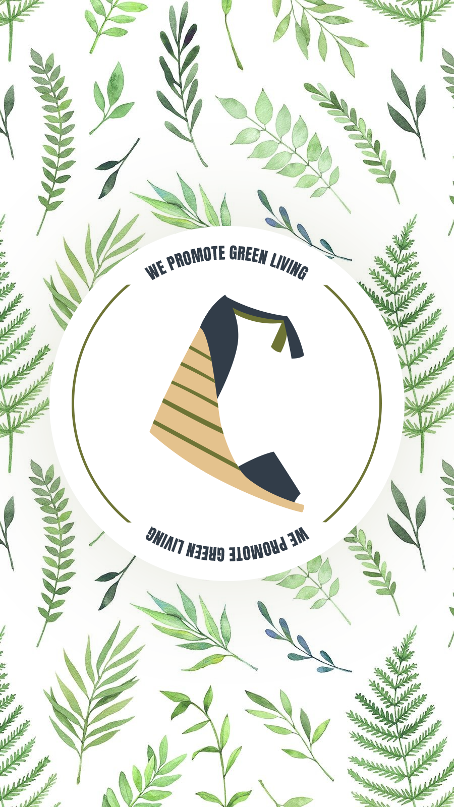 Literary Fashion Hand Painted Green Leaves Stripe Shoe Instagram Highlight