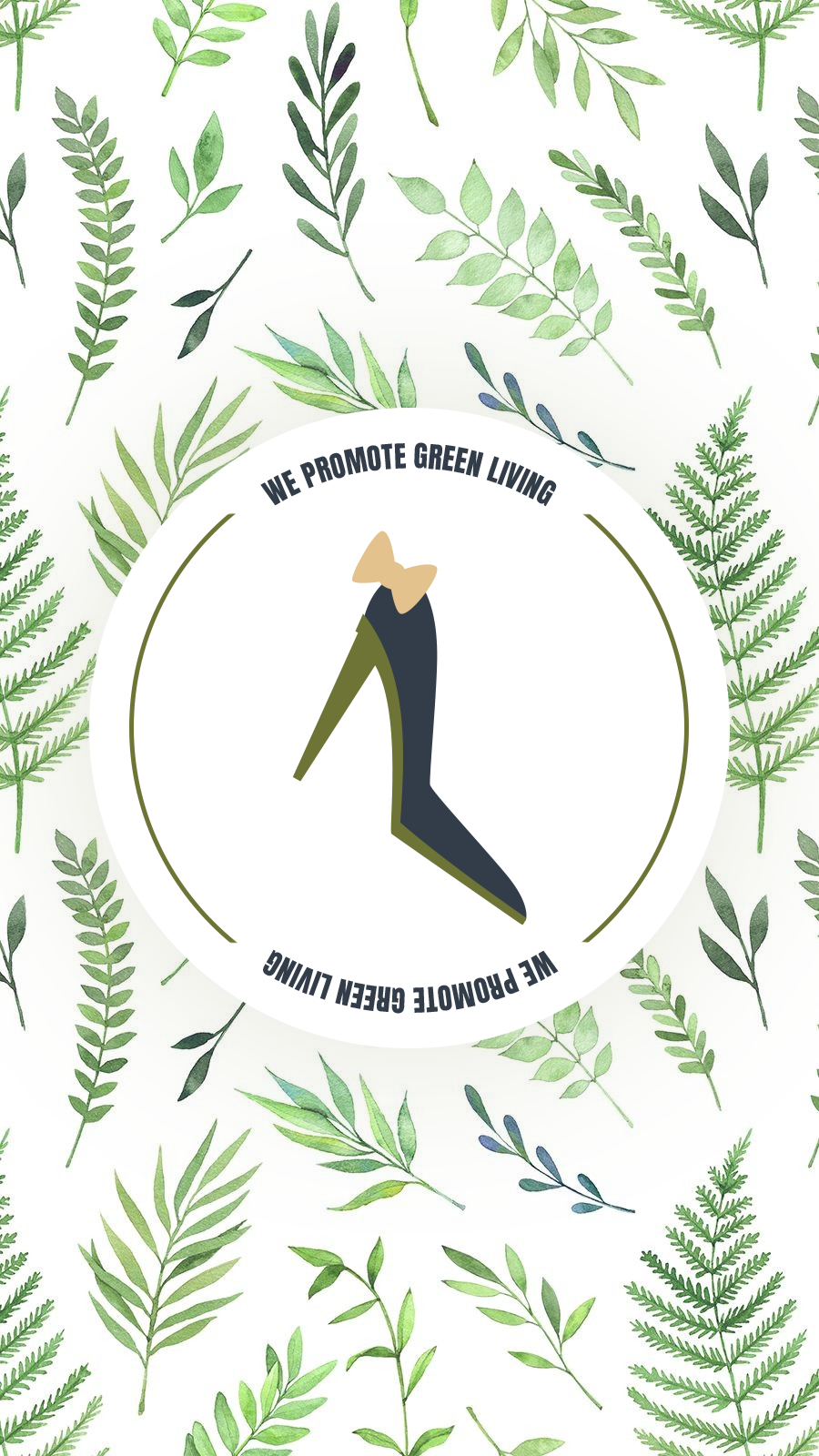 Literary Fashion Style Hand Painted Green Leaves Background Shoe Green High Heel  Instagram Highlight