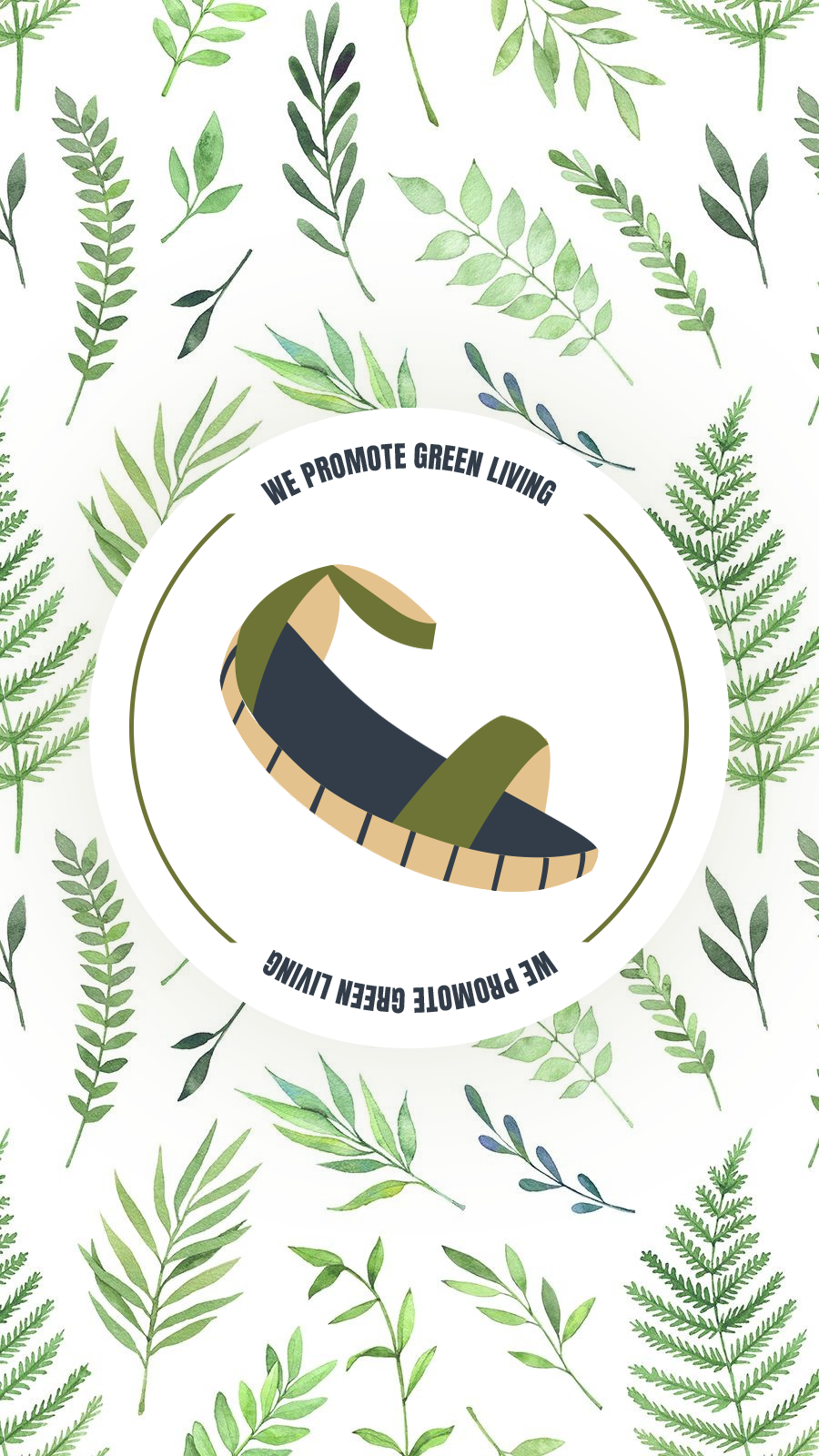 Literary Fashion Green Leaves Background Circle Element Shoe Instagram Highlight