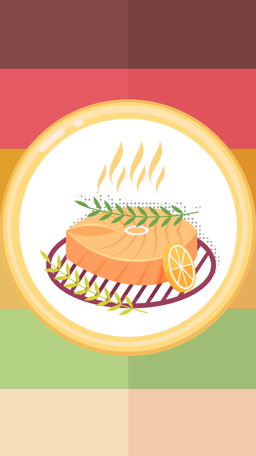 Cartoon Style Hand Painted Fried Fish Steak Instagram Highlight