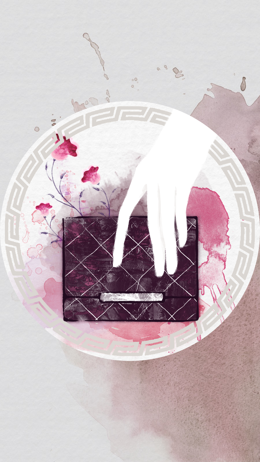 Literary Fashion Style Watercolor Accessories Black Grid Handbag Instagram Highlight