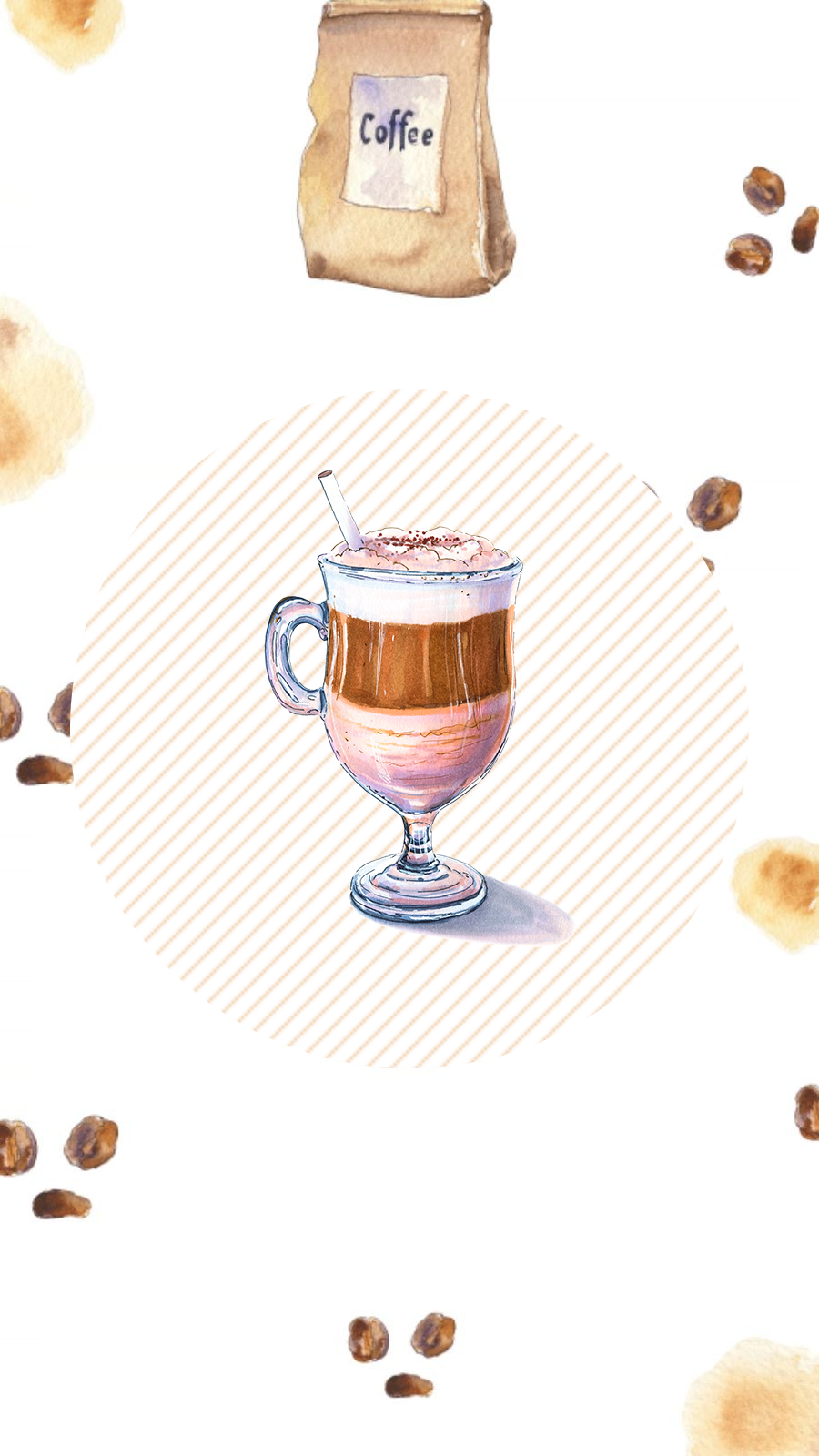 Minimalist Style Watercolor Coffee Drinks Instagram Highlight