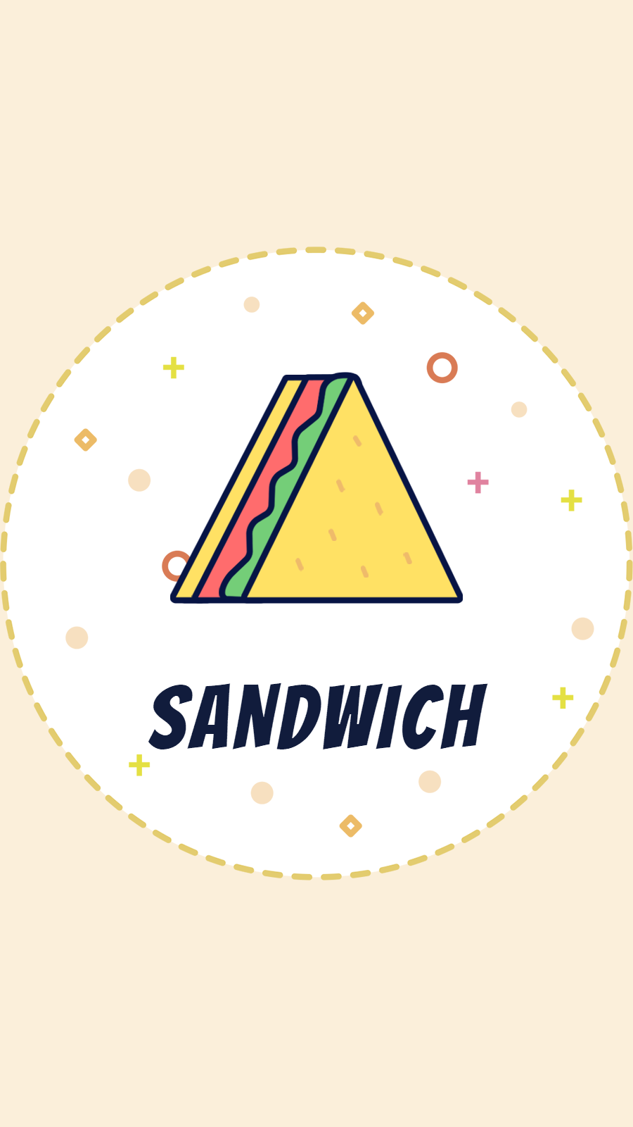 Pink Background Fast Food Circular Sandwich Simple Cartoon Style Instagram Story
