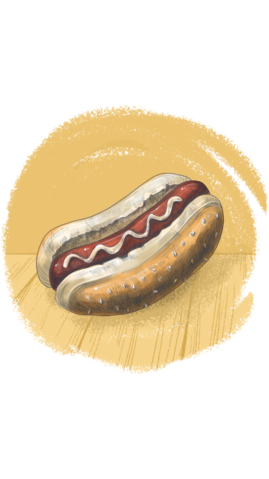 Hand Painted Style Brown Brush Element Fast food Hot Dog Instagram Highlight