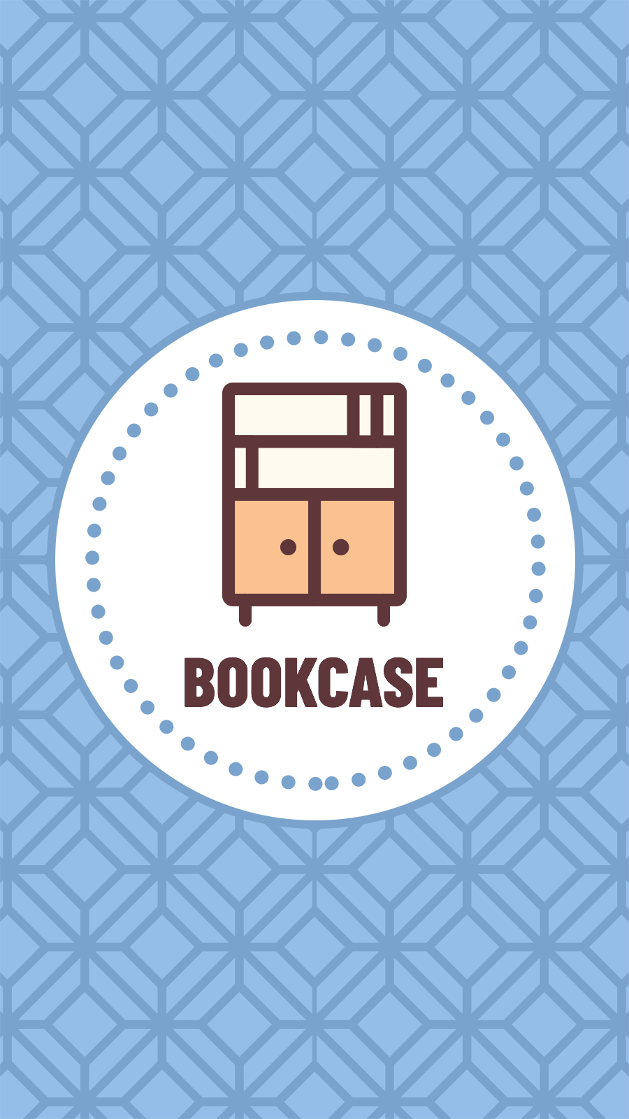 Blue Background Furniture Bookcase Simple Cartoon Retro Style Instagram Story