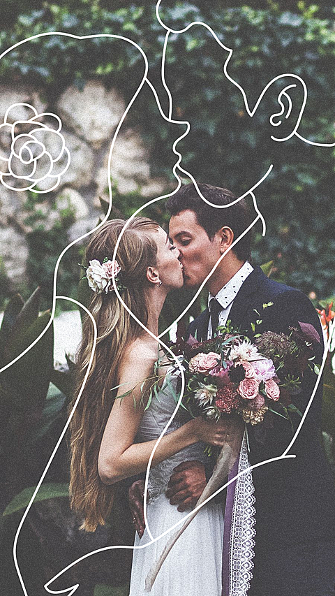 Literary Style Hand Painted Line Element Kiss Couple Moment Record Instagram Highlight