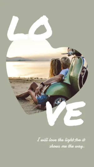 Travel Record Couple Photo Love Shape Simple Art Style Poster Instagram Story