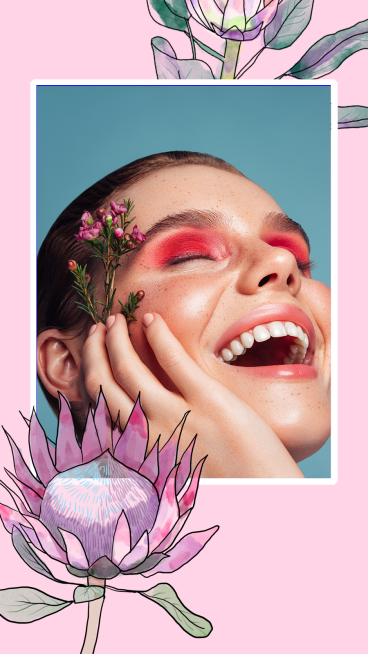 Literary Style Hand Painted Flower Woman Show Instagram Story预览效果