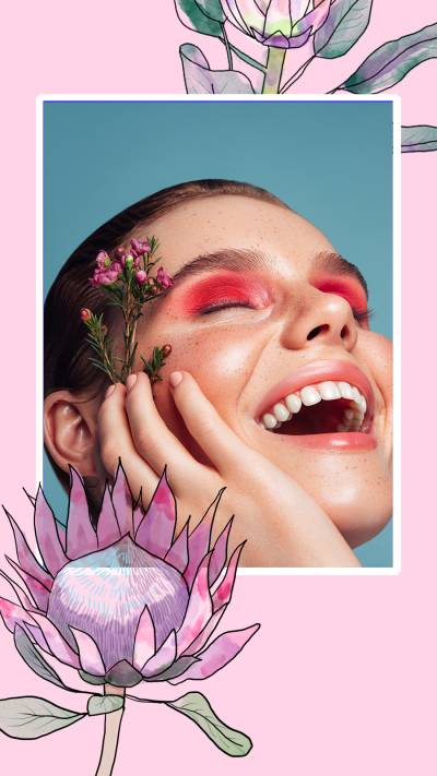 Literary Style Hand Painted Flower Woman Show Instagram Story
