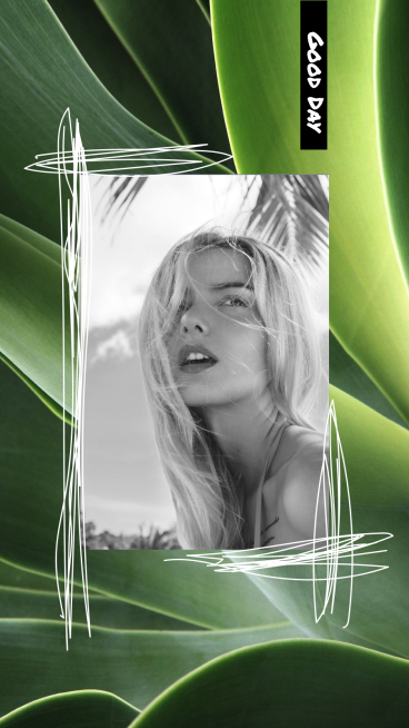 Green Leaves Background Special Frame Woman Photo Simple Fashion Style Instagram Story预览效果