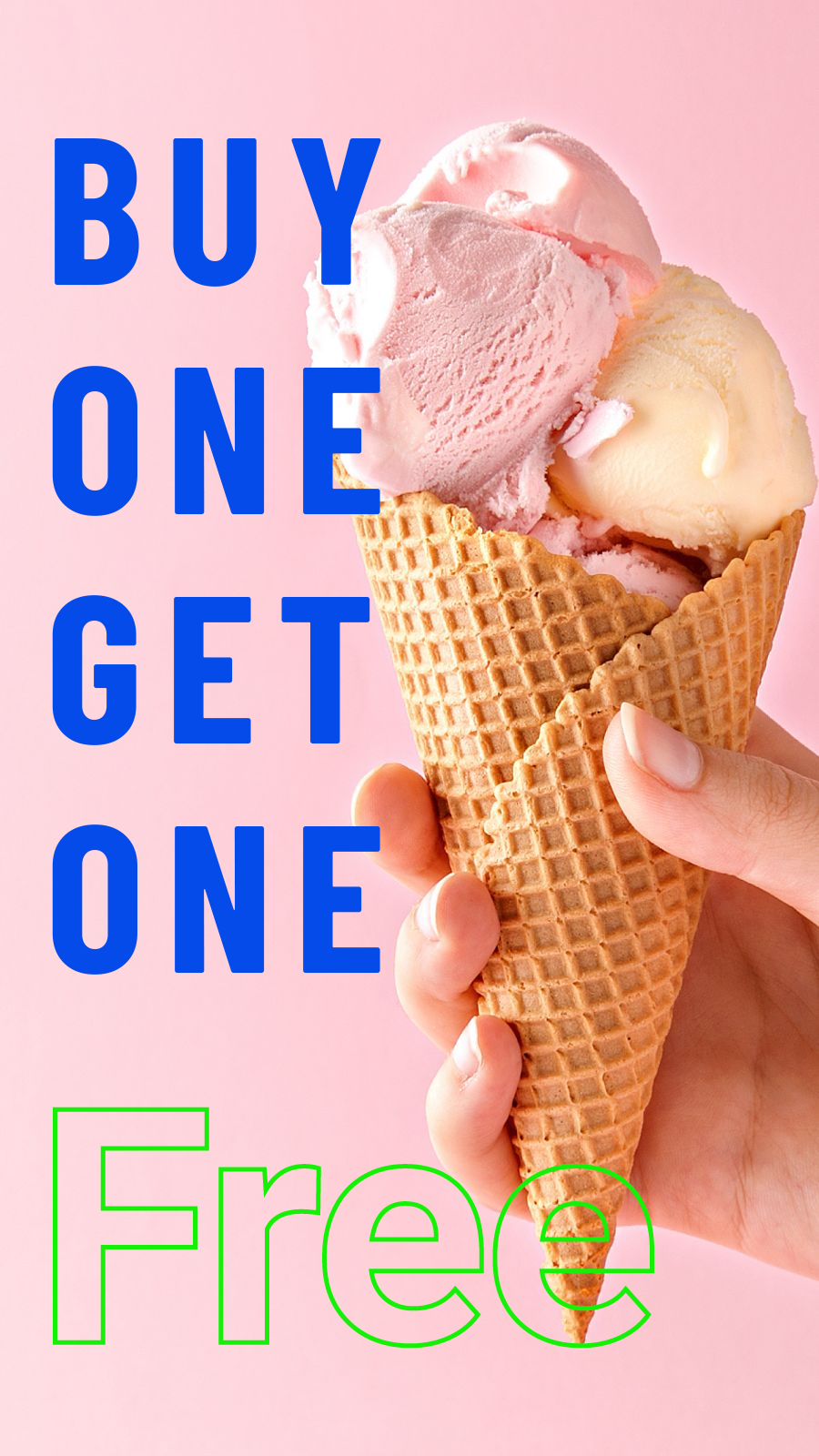 Ice Cream Cones Buy One Get One Free Sale Promo Ecommerce Story预览效果