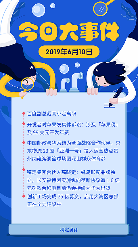 今日大事件插画风手机海报