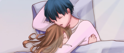 七夕情人节情侣甜蜜日常睡觉插画公众号首图