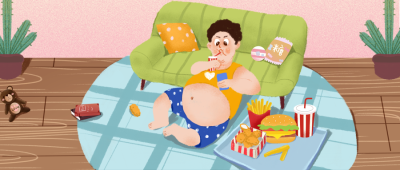 暑假吃货肥宅手绘插画公众号首图