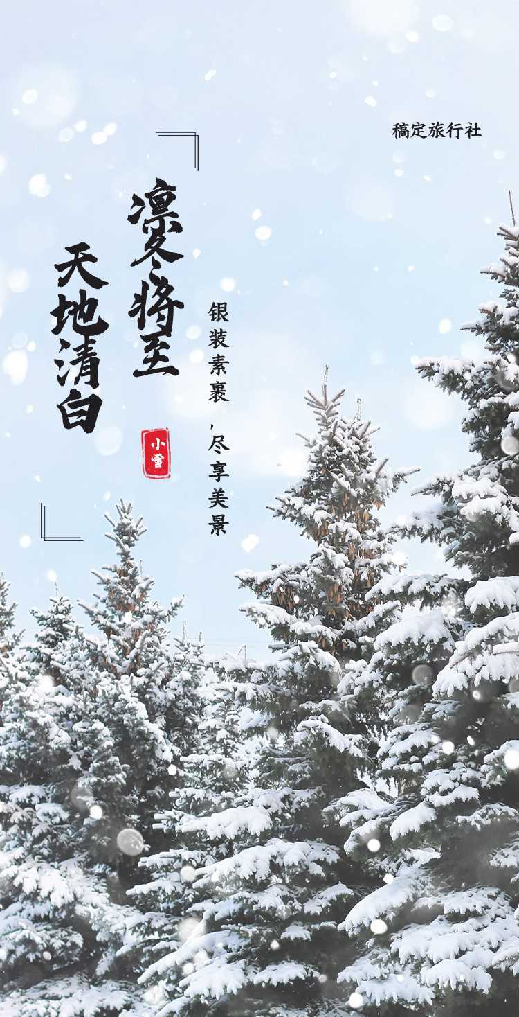 H5翻页松竹雪景旅行小雪节气问候祝福