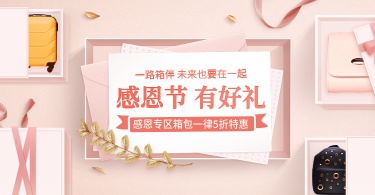 感恩节温馨简约女包海报banner