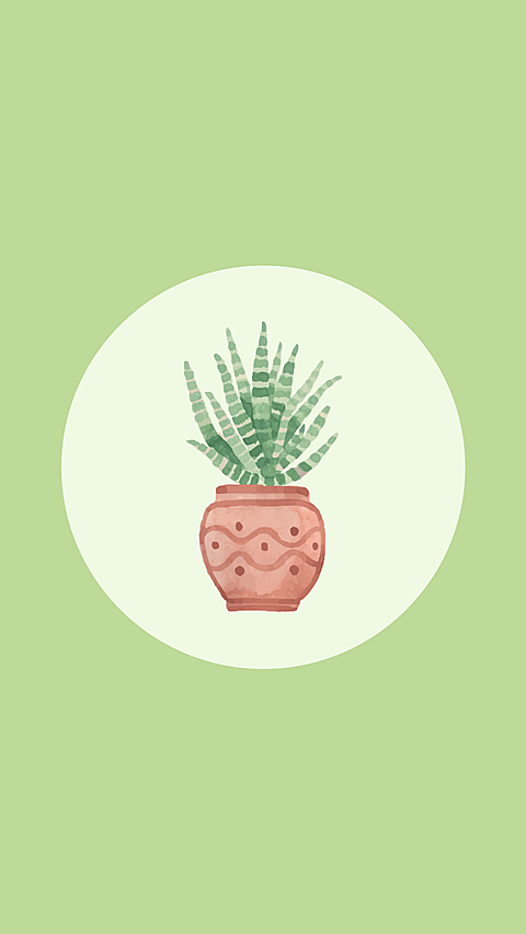Aloe Green Hand-painted Design Instagram Highlight